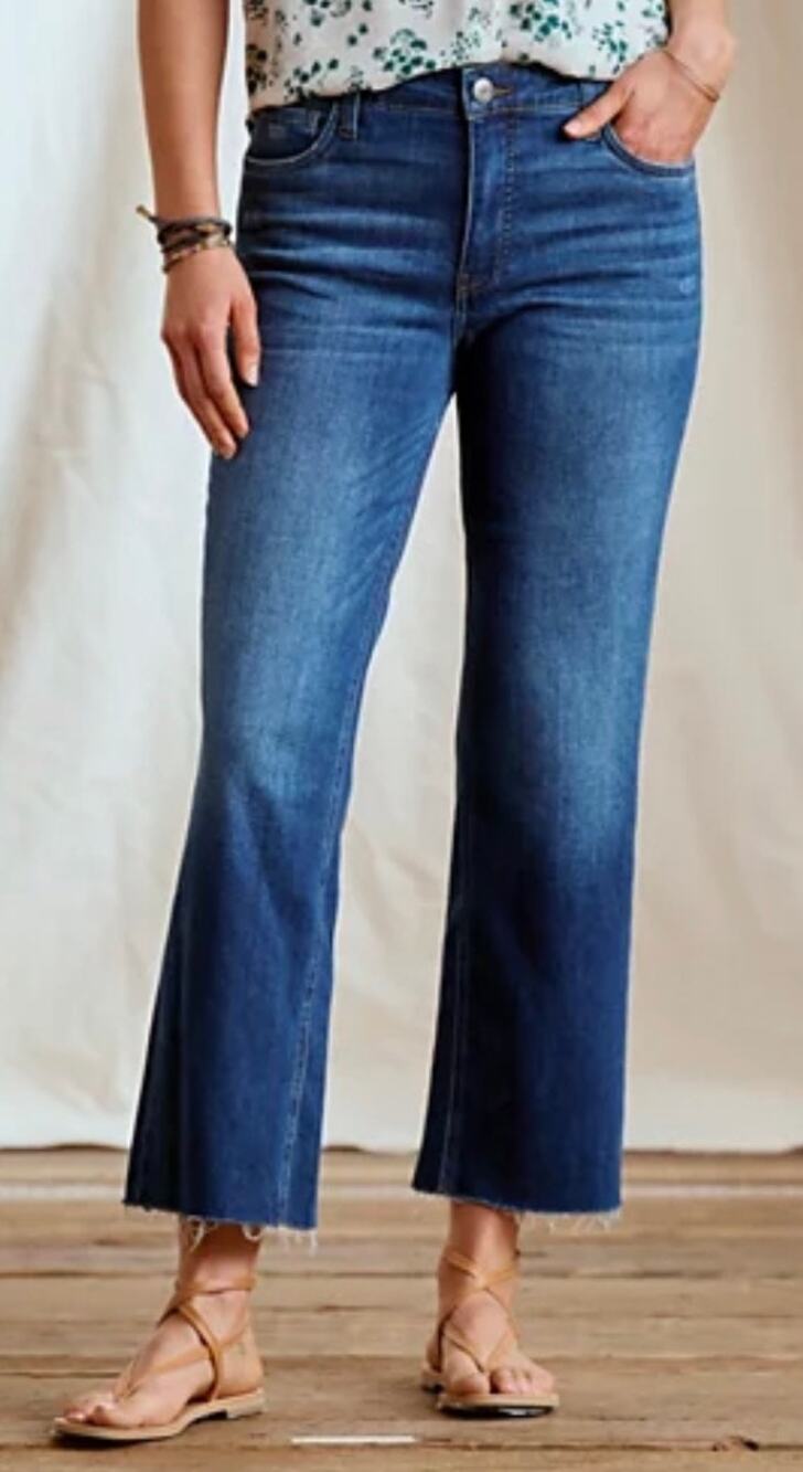 KUT from the Kloth Kelsey Fab Ab High-Rise Ankle Flare Raw Hem Jeans — Size 10